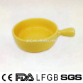 creative color glazed ceramic bowl with handle for salad desert fruit